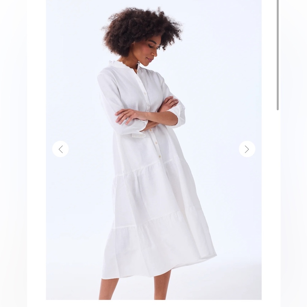 THE LINEN TIERED MIDI DRESS